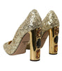 Dolce & Gabbana Gold Sequin Crystal Heels Pumps Shoes