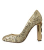 Dolce & Gabbana Gold Sequin Crystal Heels Pumps Shoes
