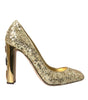 Dolce & Gabbana Gold Sequin Crystal Heels Pumps Shoes