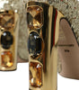 Dolce & Gabbana Gold Sequin Crystal Heels Pumps Shoes