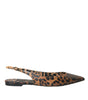 Dolce & Gabbana Brown Leopard Exotic Skin Slingback Shoes