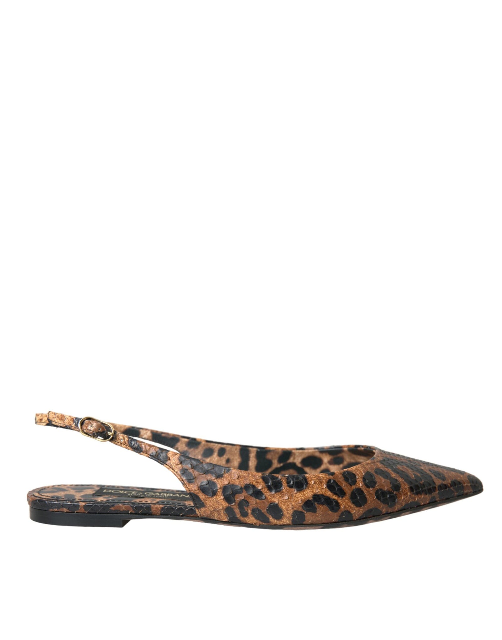 Chaussures à bride arrière en peau exotique léopard marron Dolce &amp; Gabbana
