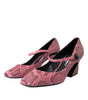 Dolce & Gabbana Pink Python Leather Mary Jane Heels Shoes