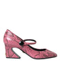 Dolce & Gabbana Pink Python Leather Mary Jane Heels Shoes