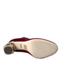 Dolce & Gabbana Red Velvet Gold Crystals Heels Mary Jane Shoes