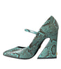 Dolce & Gabbana Aqua Python Leather Mary Jane Pumps Shoes