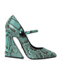 Dolce & Gabbana Aqua Python Leather Mary Jane Pumps Shoes