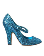 Escarpins Mary Jane à paillettes bleues Dolce & Gabbana à talons hauts