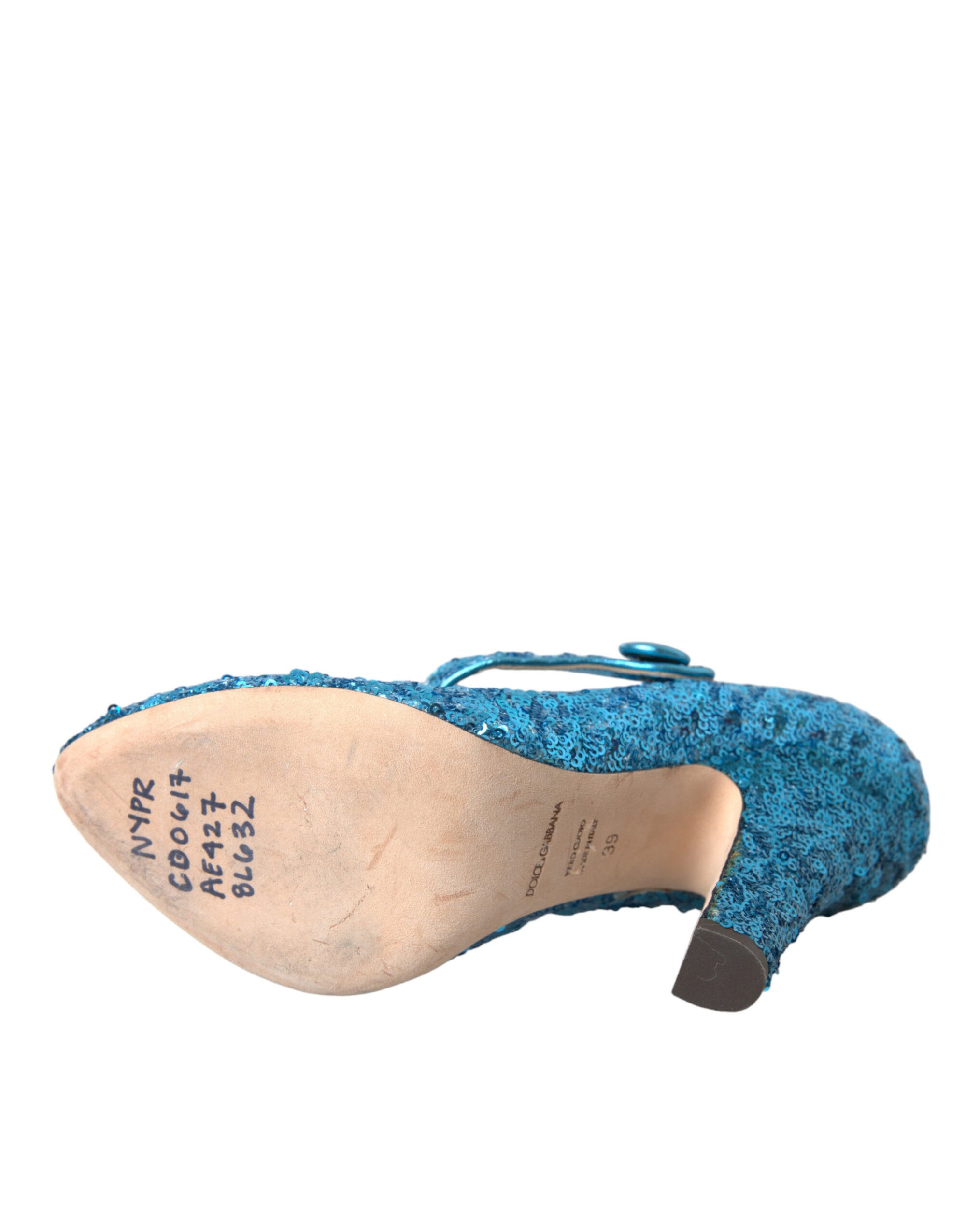 Escarpins Mary Jane à paillettes bleues Dolce & Gabbana à talons hauts