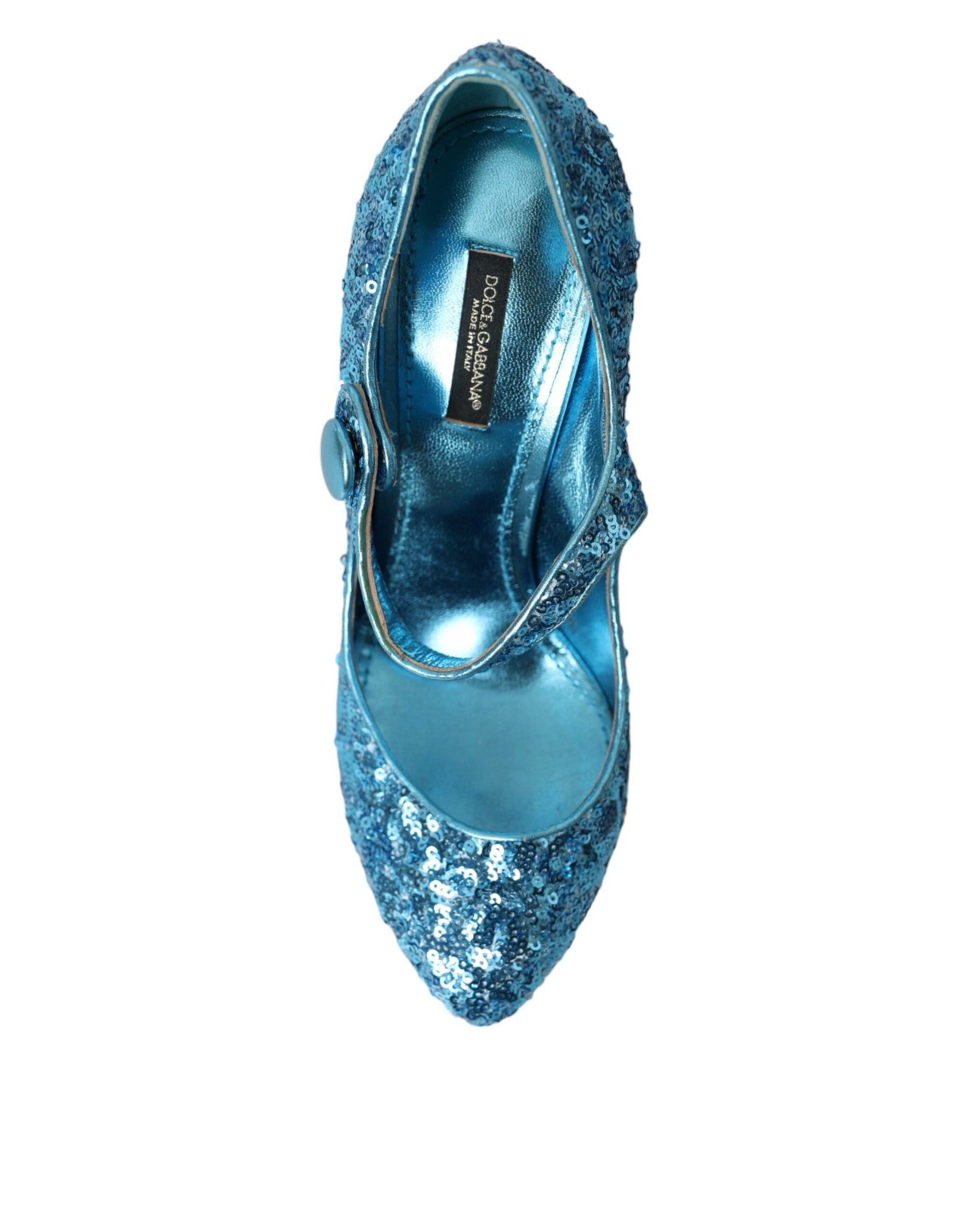 Escarpins Mary Jane à paillettes bleues Dolce & Gabbana à talons hauts