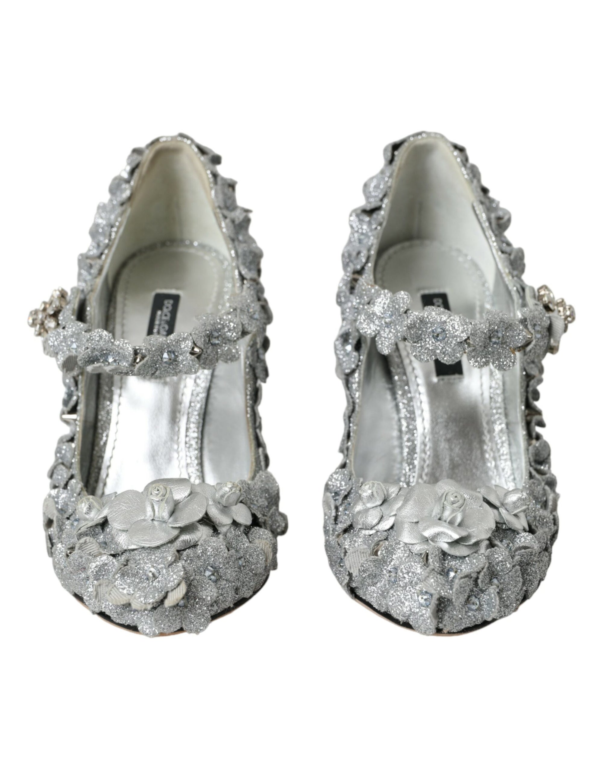 Escarpins Mary Jane Dolce & Gabbana argentés à fleurs et cristaux