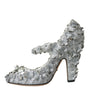 Escarpins Mary Jane Dolce & Gabbana argentés à fleurs et cristaux