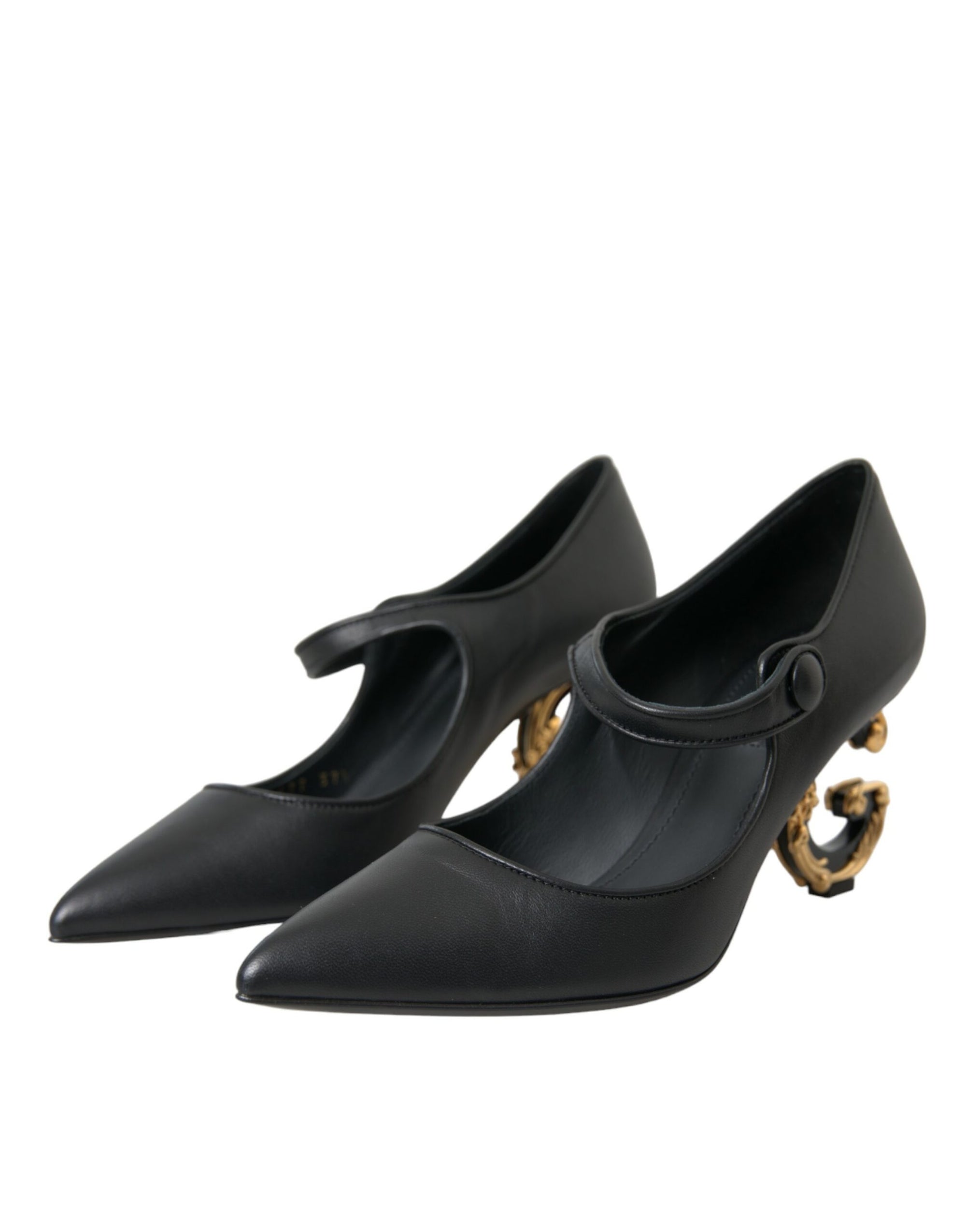 Escarpins Mary Janes en cuir noir avec logo Dolce & Gabbana