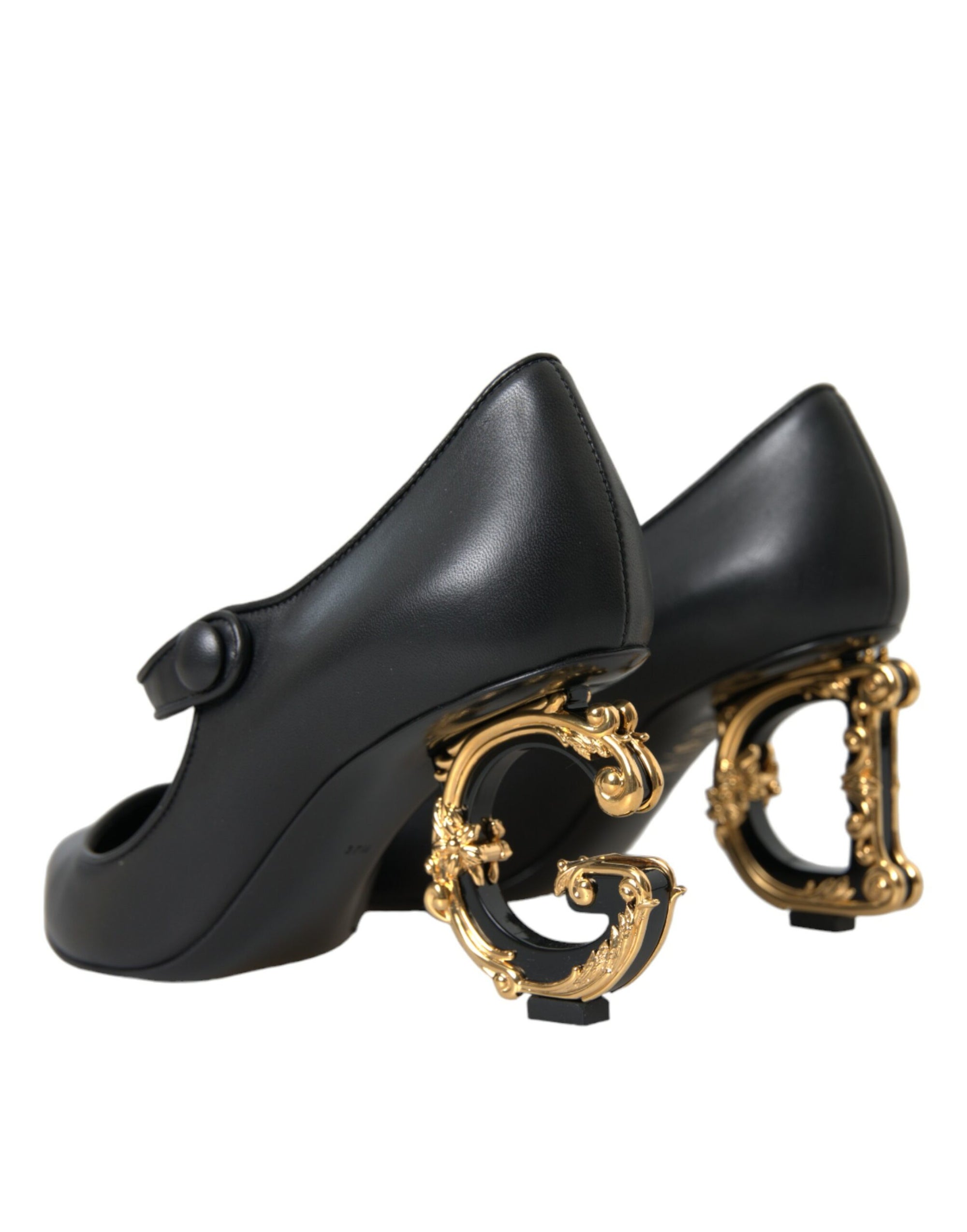 Escarpins Mary Janes en cuir noir avec logo Dolce & Gabbana