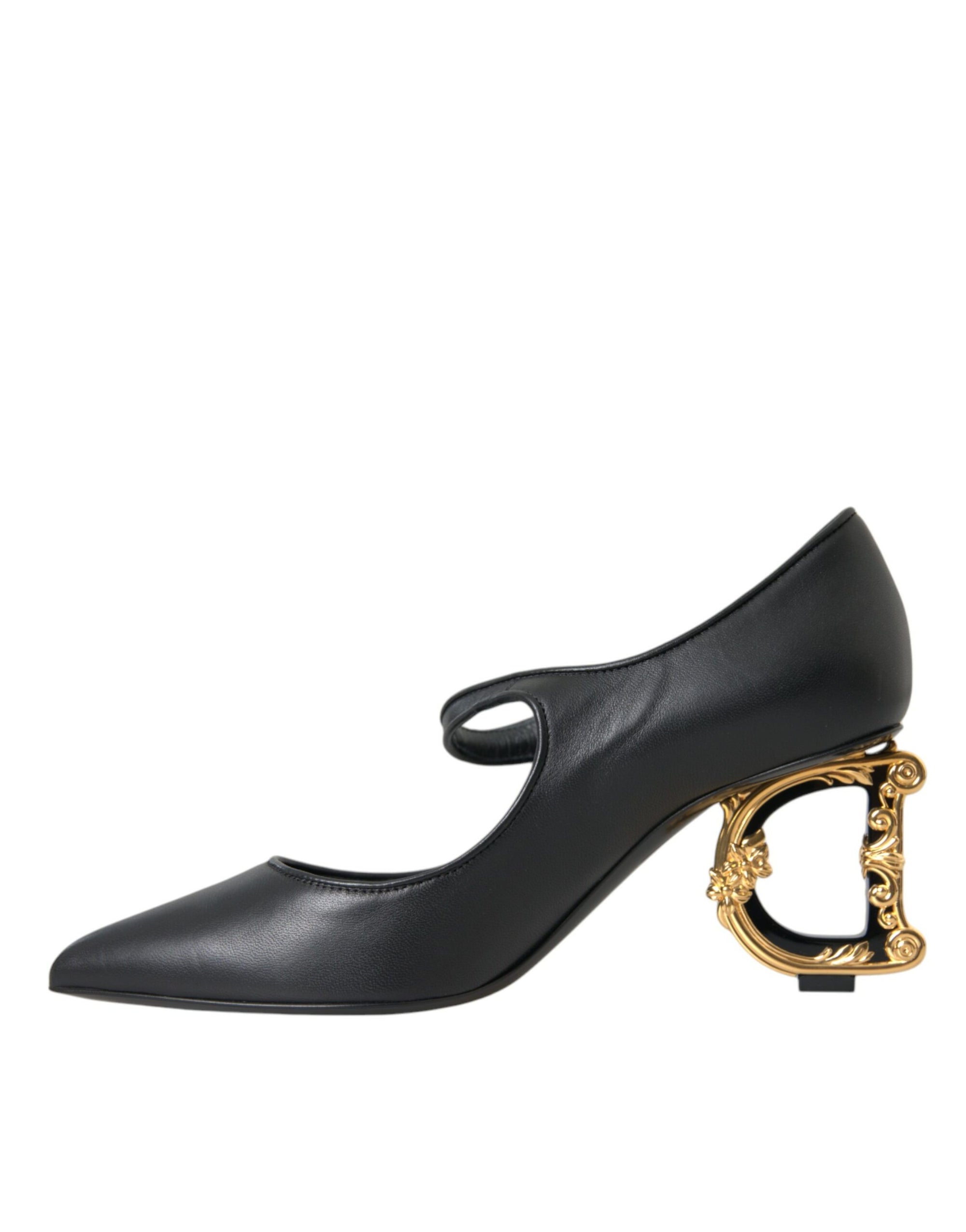 Escarpins Mary Janes en cuir noir avec logo Dolce & Gabbana