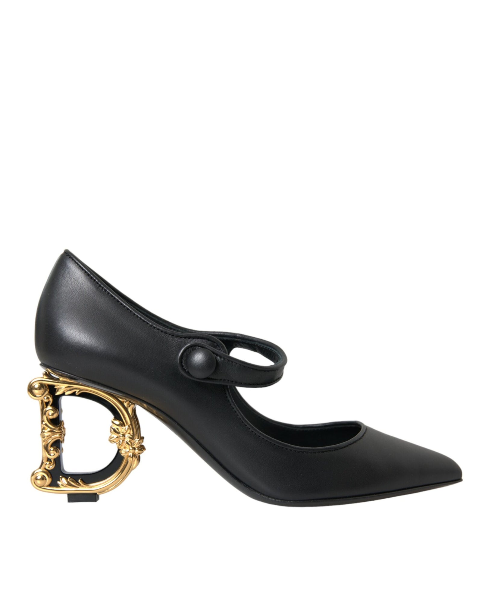 Escarpins Mary Janes en cuir noir avec logo Dolce & Gabbana