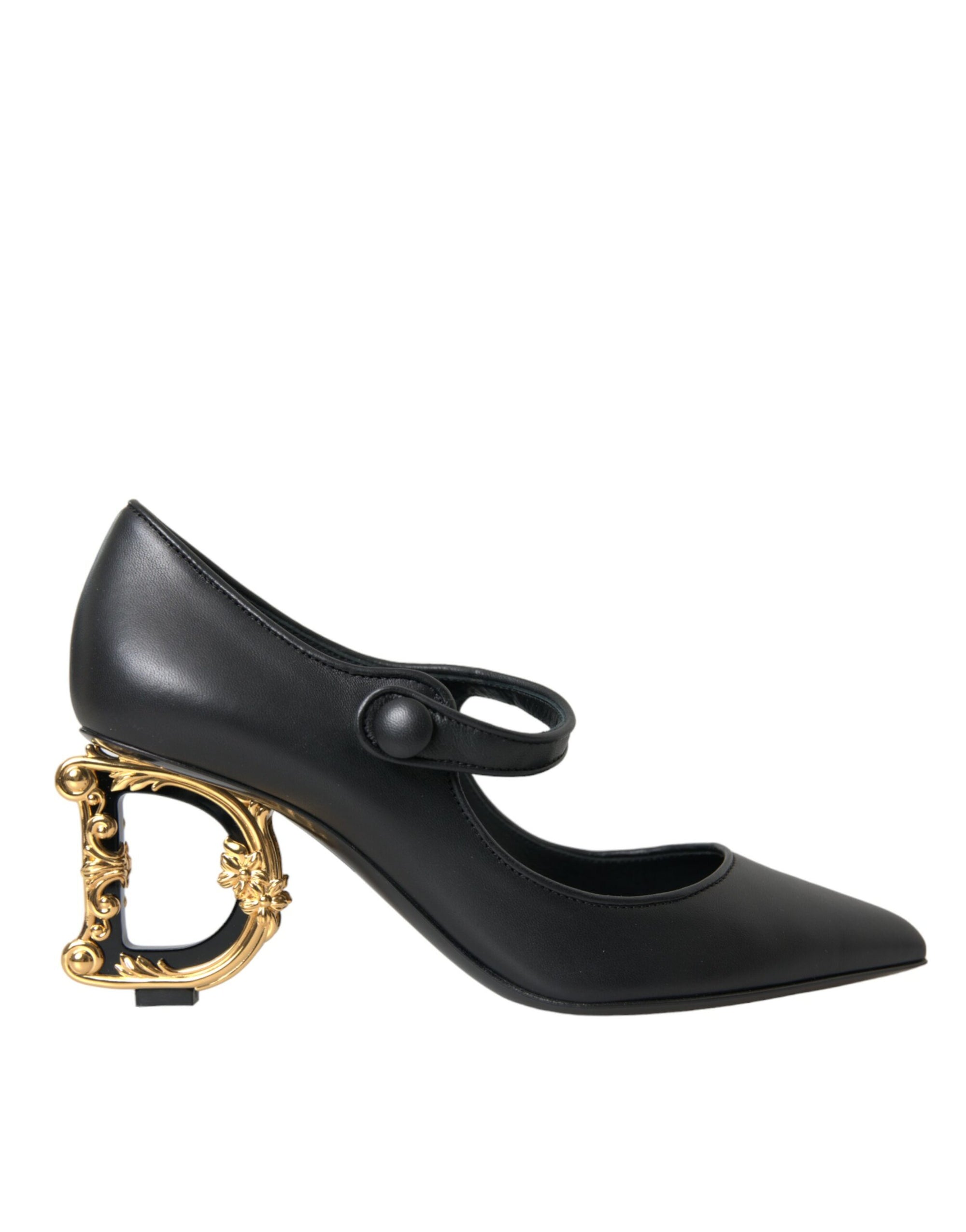 Escarpins Mary Janes en cuir noir avec logo Dolce & Gabbana