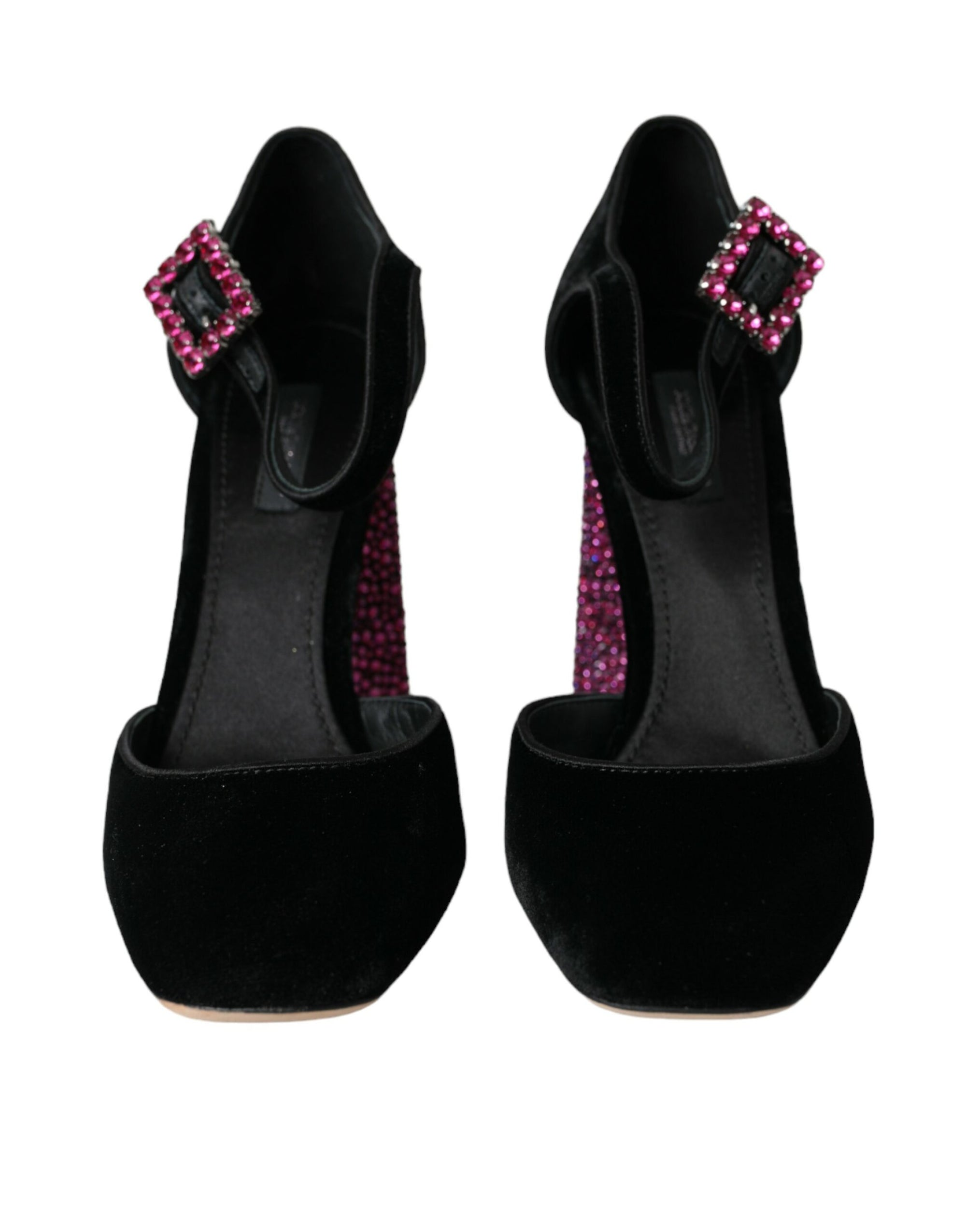 Chaussures Mary Jane Dolce & Gabbana en velours noir avec strass et cristaux