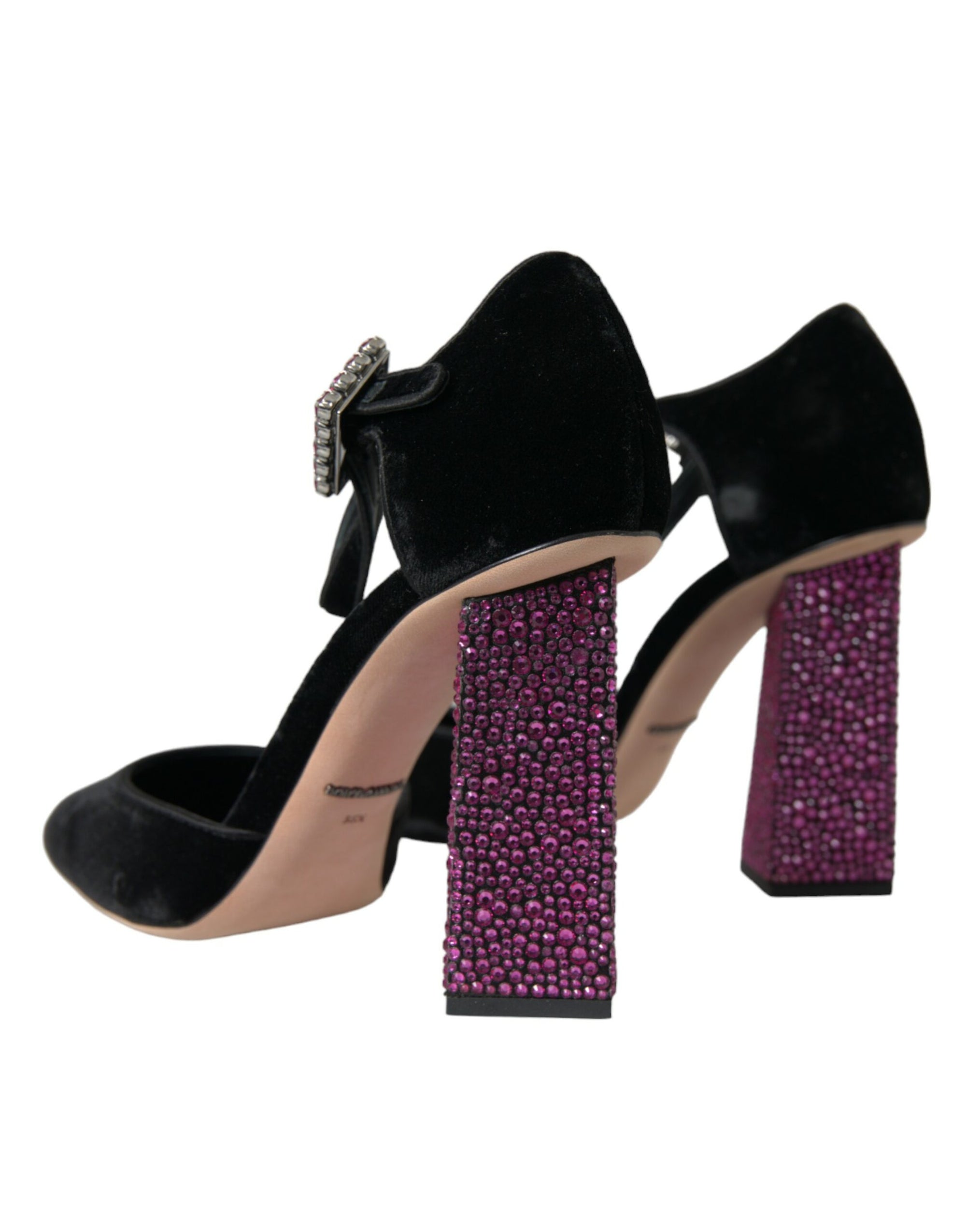 Chaussures Mary Jane Dolce & Gabbana en velours noir avec strass et cristaux