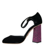 Chaussures Mary Jane Dolce & Gabbana en velours noir avec strass et cristaux