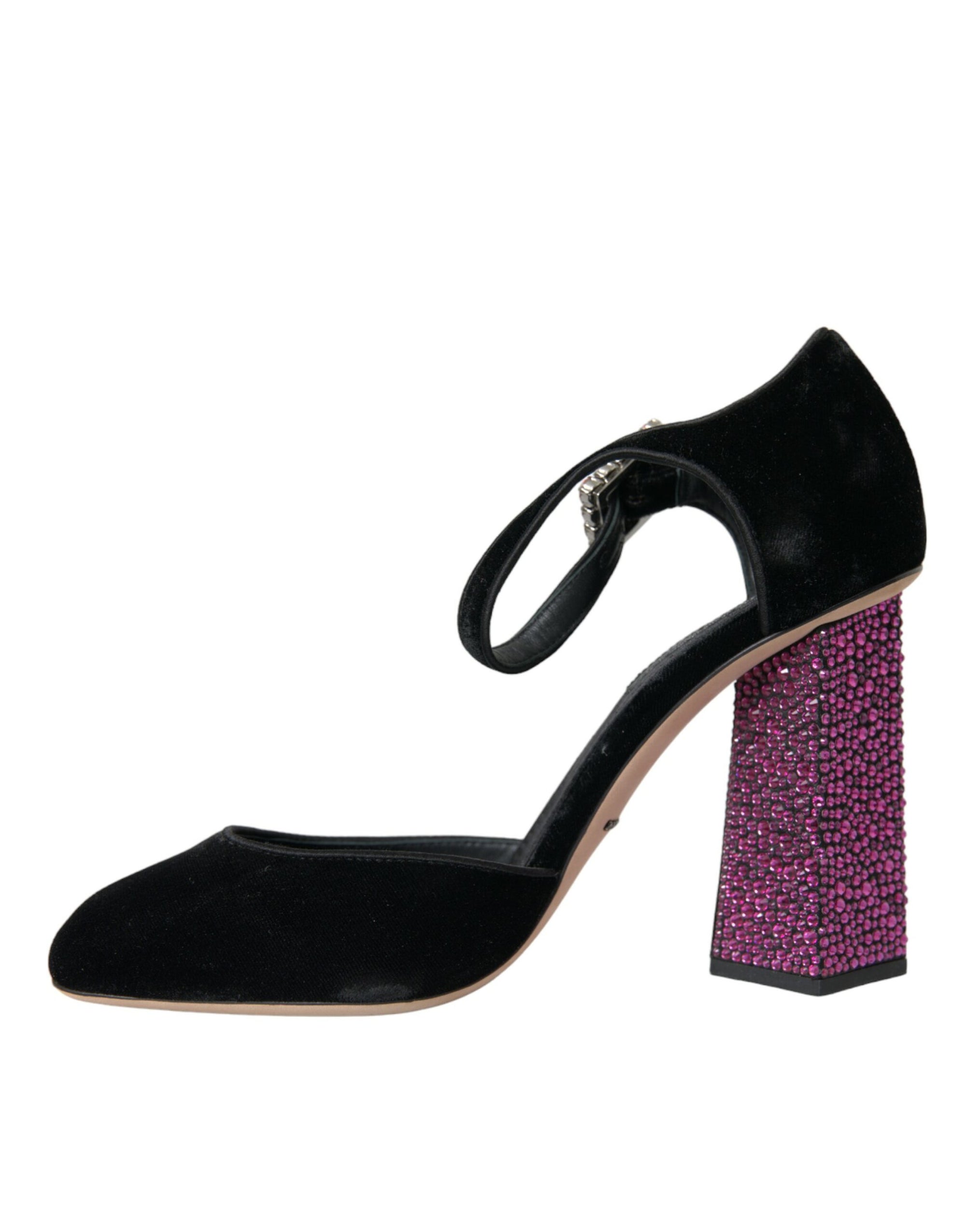 Chaussures Mary Jane Dolce & Gabbana en velours noir avec strass et cristaux