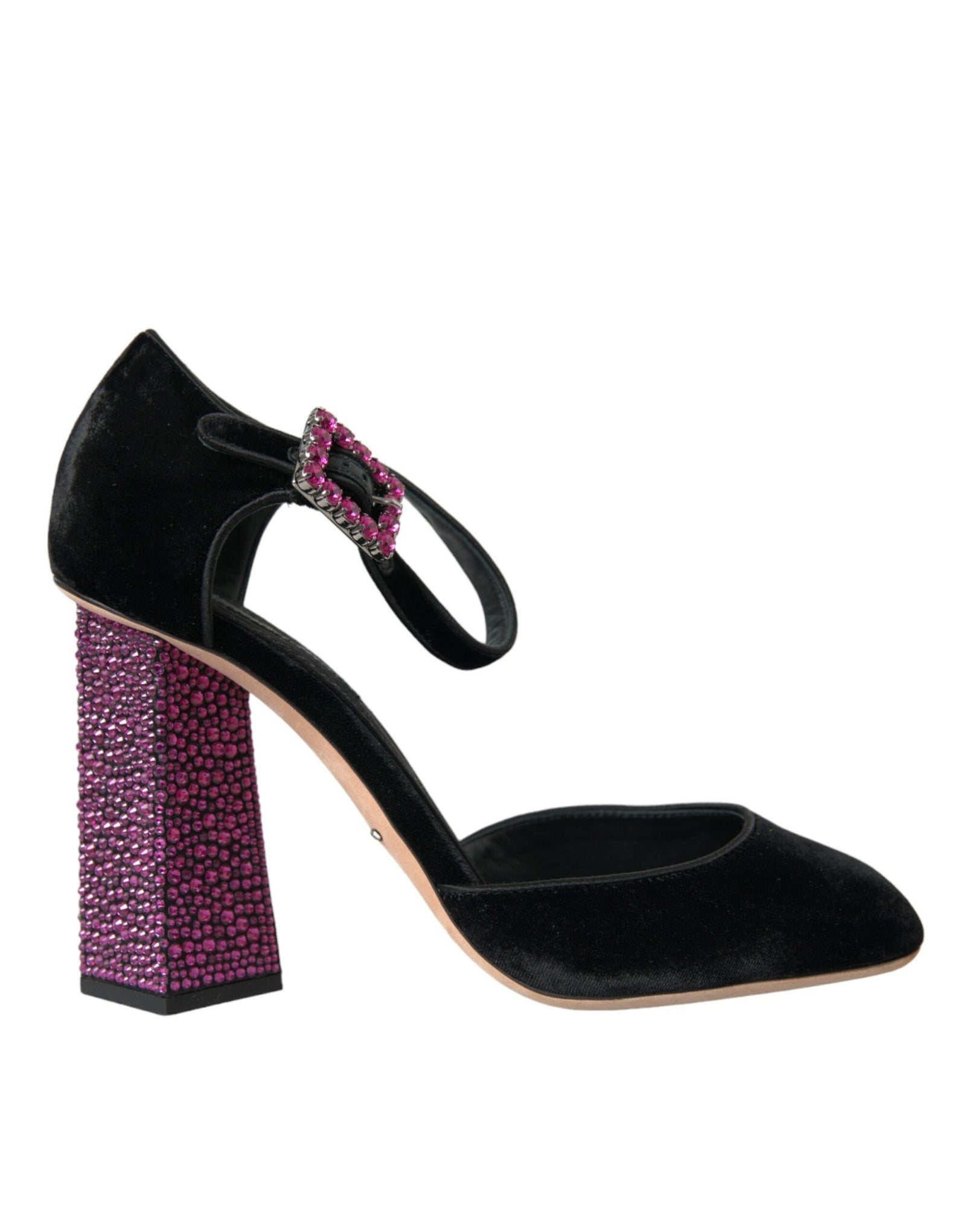 Chaussures Mary Jane Dolce & Gabbana en velours noir avec strass et cristaux