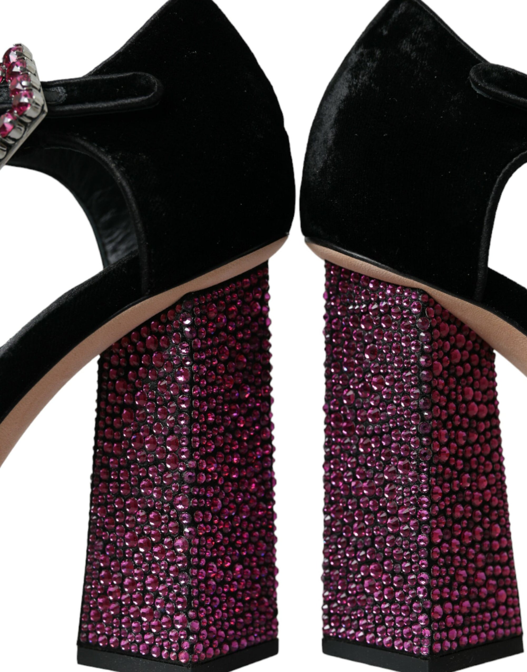 Chaussures Mary Jane Dolce & Gabbana en velours noir avec strass et cristaux