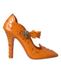 Escarpins Dolce & Gabbana orange CINDERELLA à fleurs et cristaux