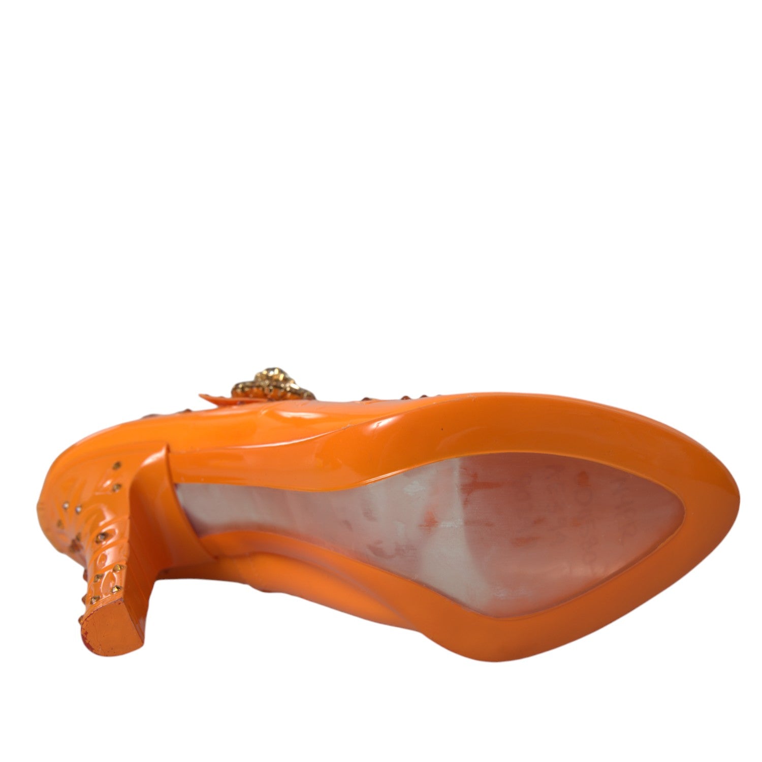 Escarpins Dolce & Gabbana orange CINDERELLA à fleurs et cristaux