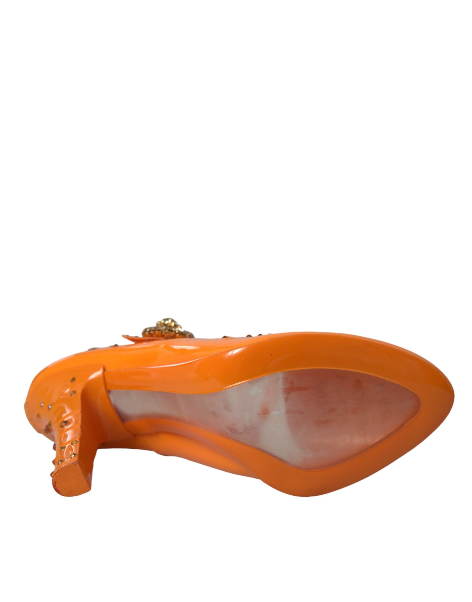 Escarpins Dolce & Gabbana orange CINDERELLA à fleurs et cristaux