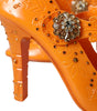 Escarpins Dolce & Gabbana orange CINDERELLA à fleurs et cristaux