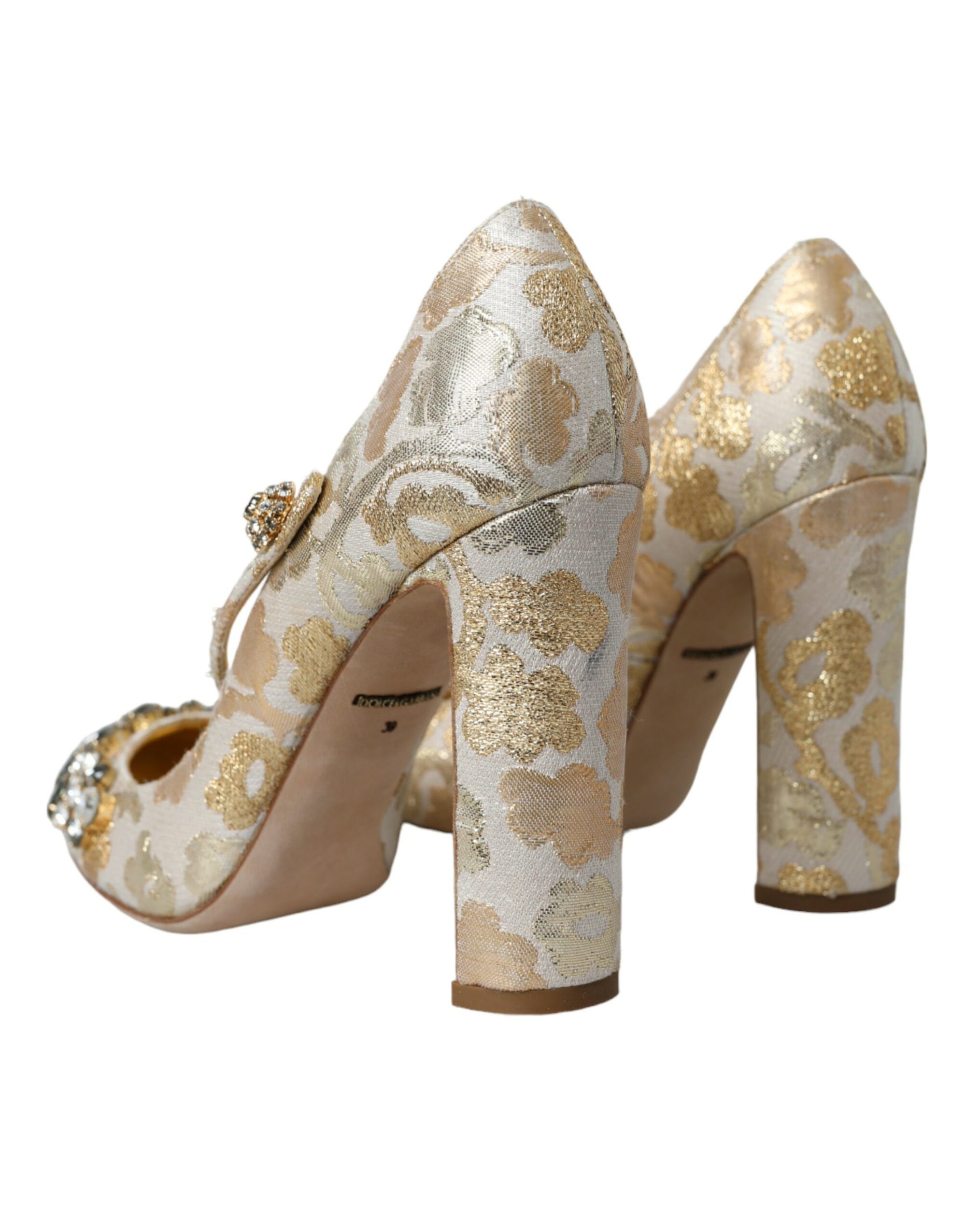 Escarpins Mary Jane Dolce & Gabbana en jacquard doré et cristal