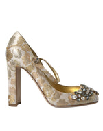 Escarpins Mary Jane Dolce & Gabbana en jacquard doré et cristal