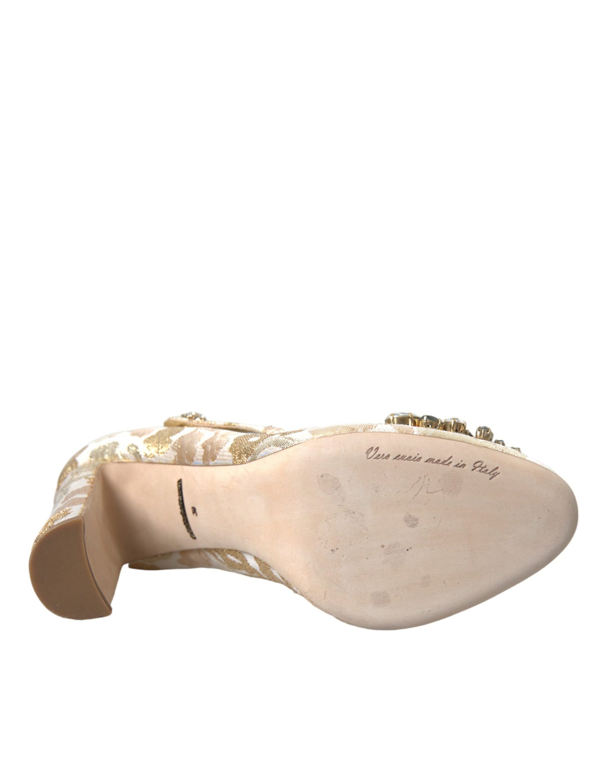 Escarpins Mary Jane Dolce & Gabbana en jacquard doré et cristal