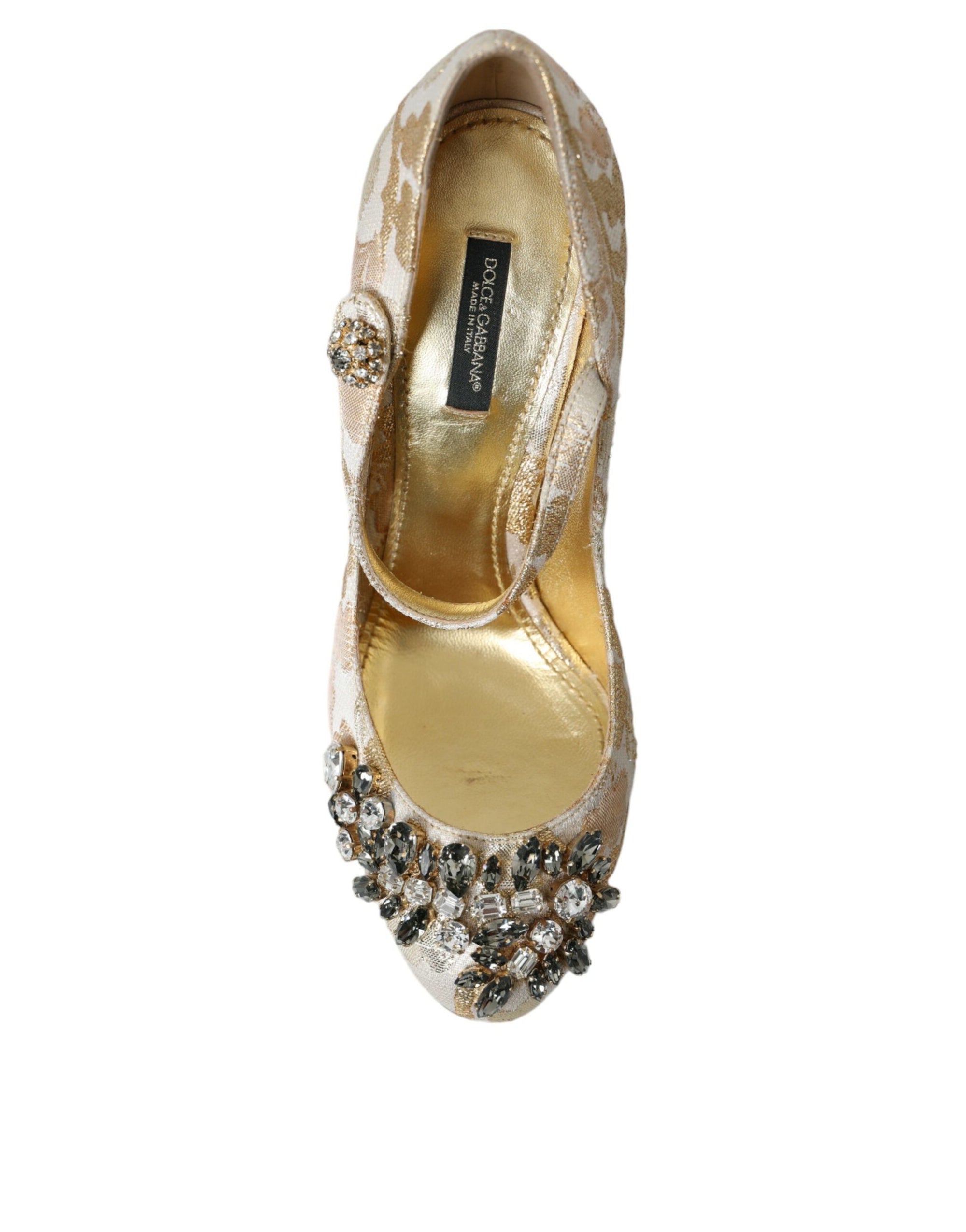 Escarpins Mary Jane Dolce & Gabbana en jacquard doré et cristal