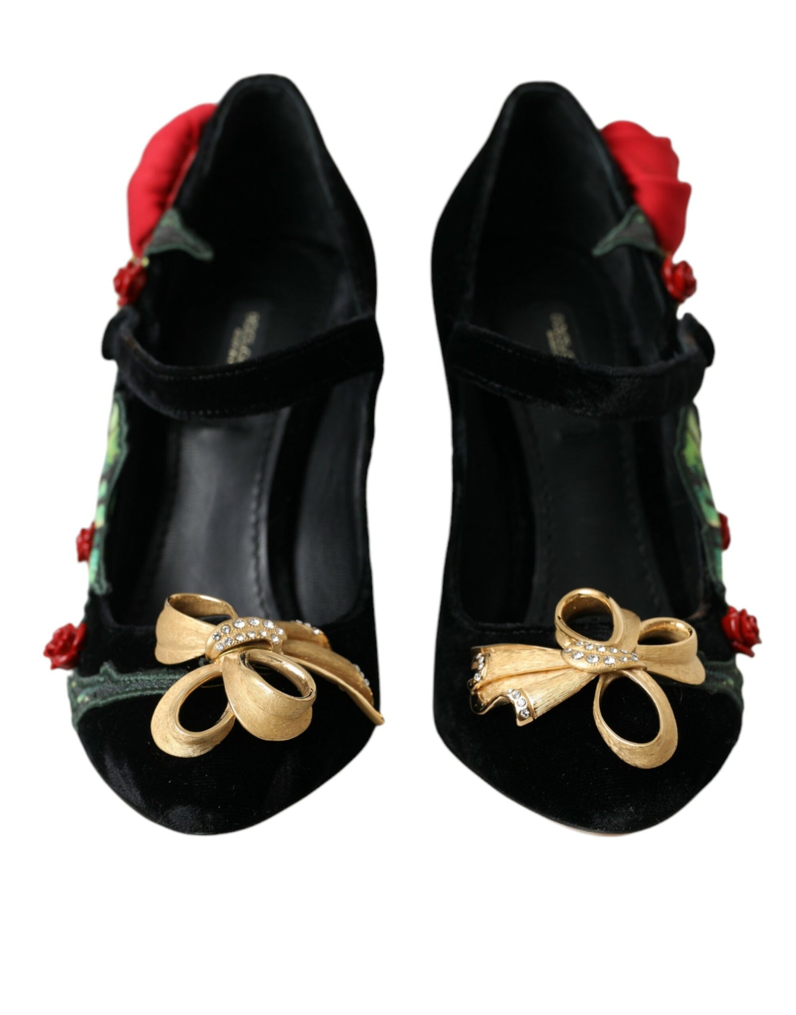 Chaussures Mary Jane Dolce & Gabbana à broche en cristal et roses noires