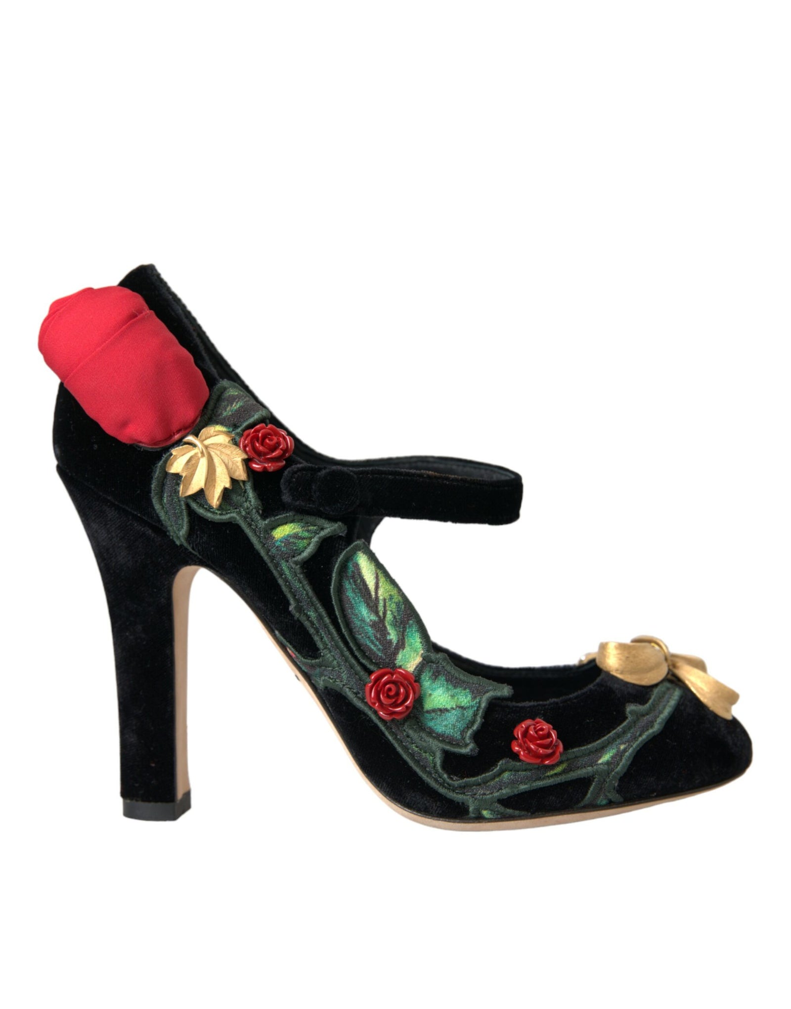 Chaussures Mary Jane Dolce & Gabbana à broche en cristal et roses noires