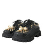 Dolce & Gabbana Black Leather Trekking Derby Embellished Shoes