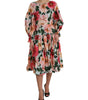 Dolce & Gabbana Multicolor Floral CottonAline Pleated Dress
