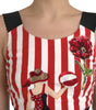 Dolce & Gabbana Red White Floral Sleeveless Sheath Midi Dress