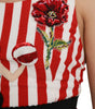 Dolce & Gabbana Red White Floral Sleeveless Sheath Midi Dress