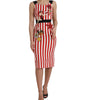 Dolce & Gabbana Red White Floral Sleeveless Sheath Midi Dress