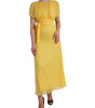 Dolce & Gabbana Yellow Silk Sheath Belted Long Maxi Dress