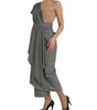 Dolce & Gabbana Gray Beige Layered One Shoulder Maxi Dress