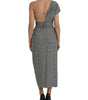 Dolce & Gabbana Gray Beige Layered One Shoulder Maxi Dress