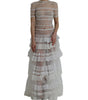 Dolce & Gabbana White Nylon Sheer Tiered Lace Maxi Dress