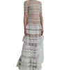 Dolce & Gabbana White Nylon Sheer Tiered Lace Maxi Dress