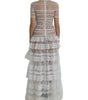 Dolce & Gabbana White Nylon Sheer Tiered Lace Maxi Dress