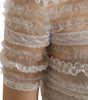 Dolce & Gabbana White Nylon Sheer Tiered Lace Maxi Dress