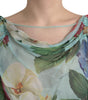 Dolce & Gabbana Blue Floral Print Tiered Long Maxi Dress